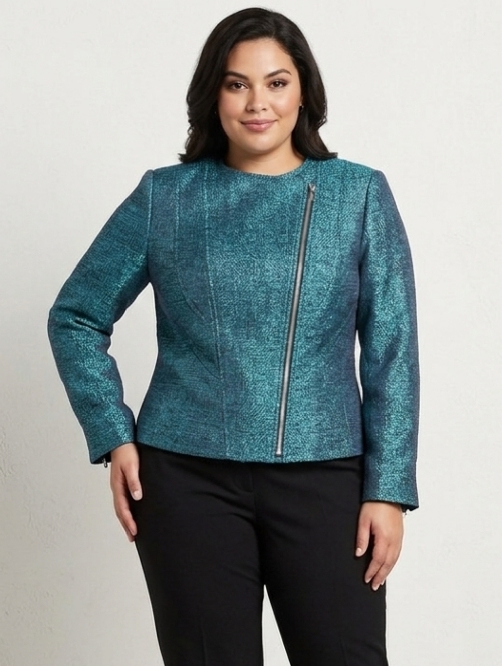 Elie Tahari Women's Jacket with Asymmetrical Zipper